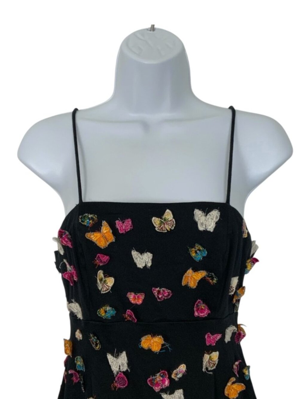 Anthropologie Maeve Butterfly Brynne 3D Spaghetti Strap Dress 2P Black Mini - Picture 10 of 16